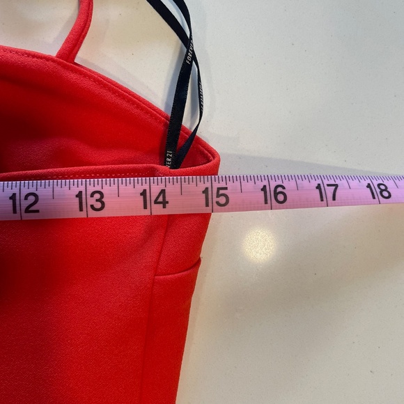 Forever 21 Neon Red-Orange Bodycon Cami Slip Mini Dress with Adjustable Straps - Picture 9 of 11